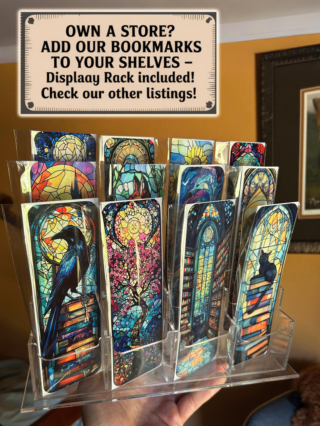 Black Cat Stained Glass Bookmark