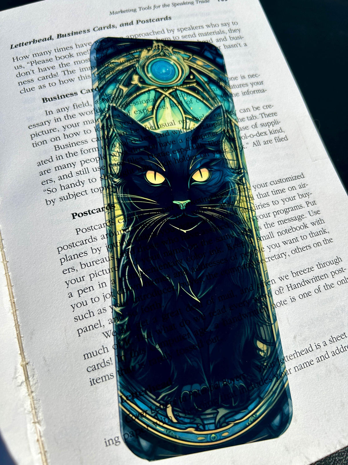 Black Cat Stained Glass Bookmark