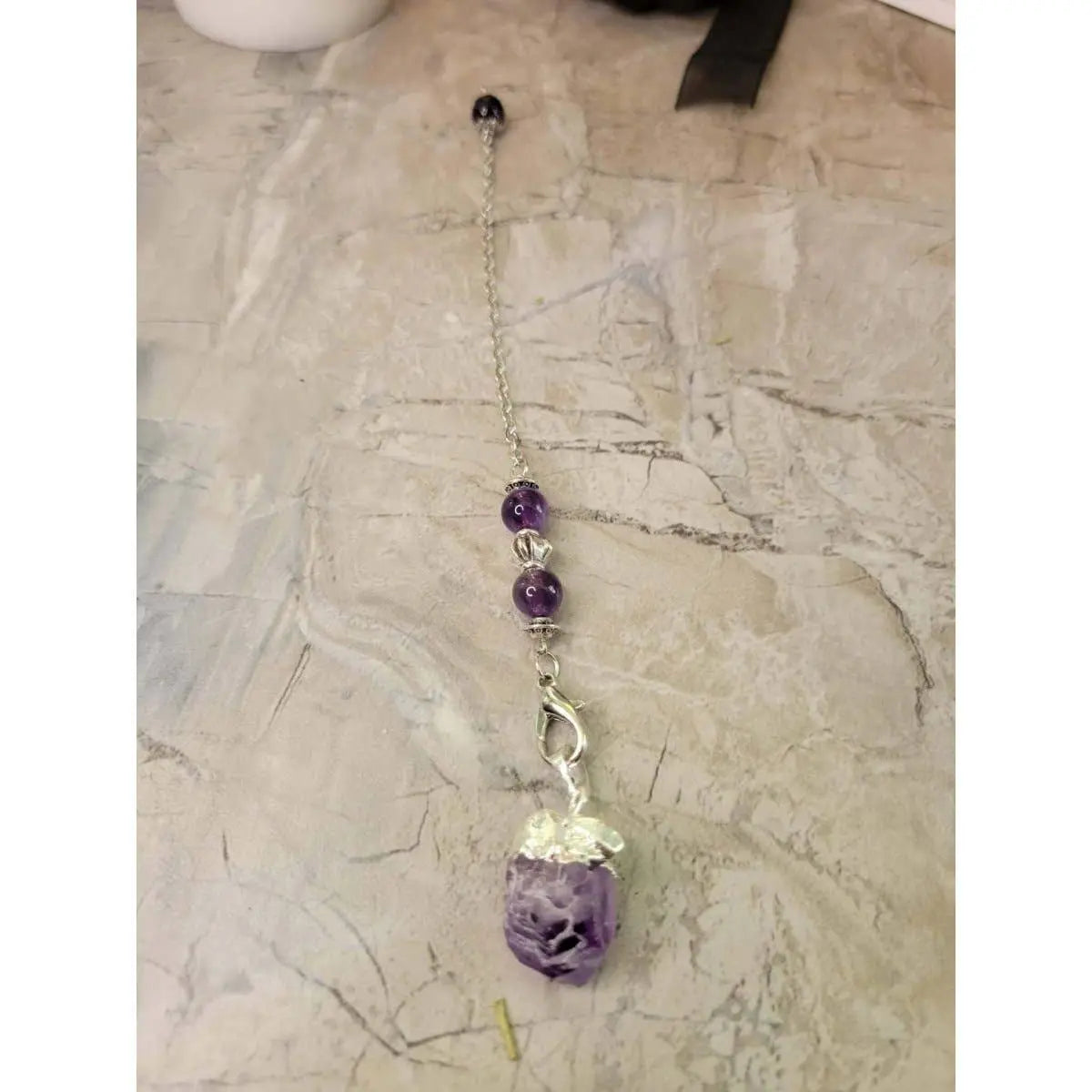 Natural Raw Rose Quartz, Amethyst Quartz Dowsing Pendulum