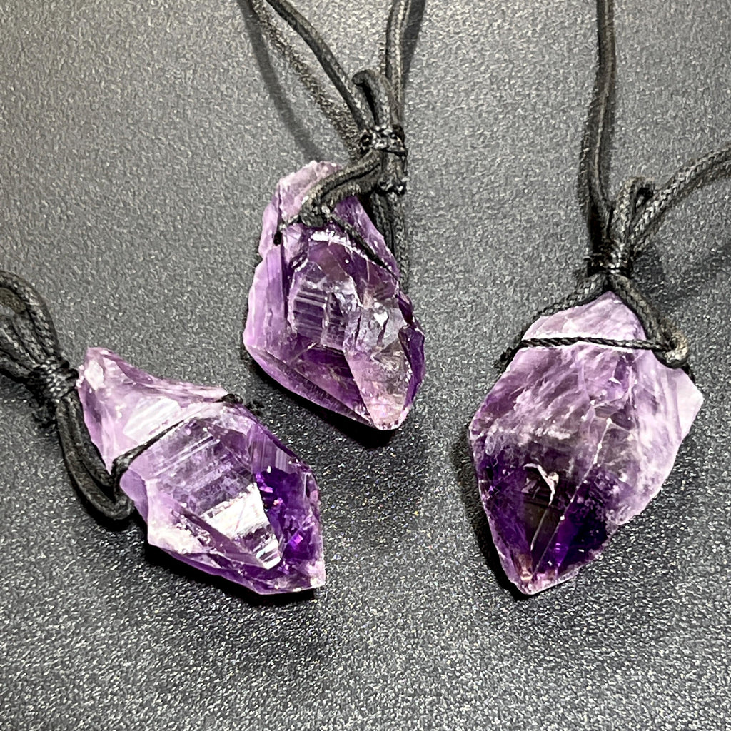 Dark Amethyst Raw Point Necklace
