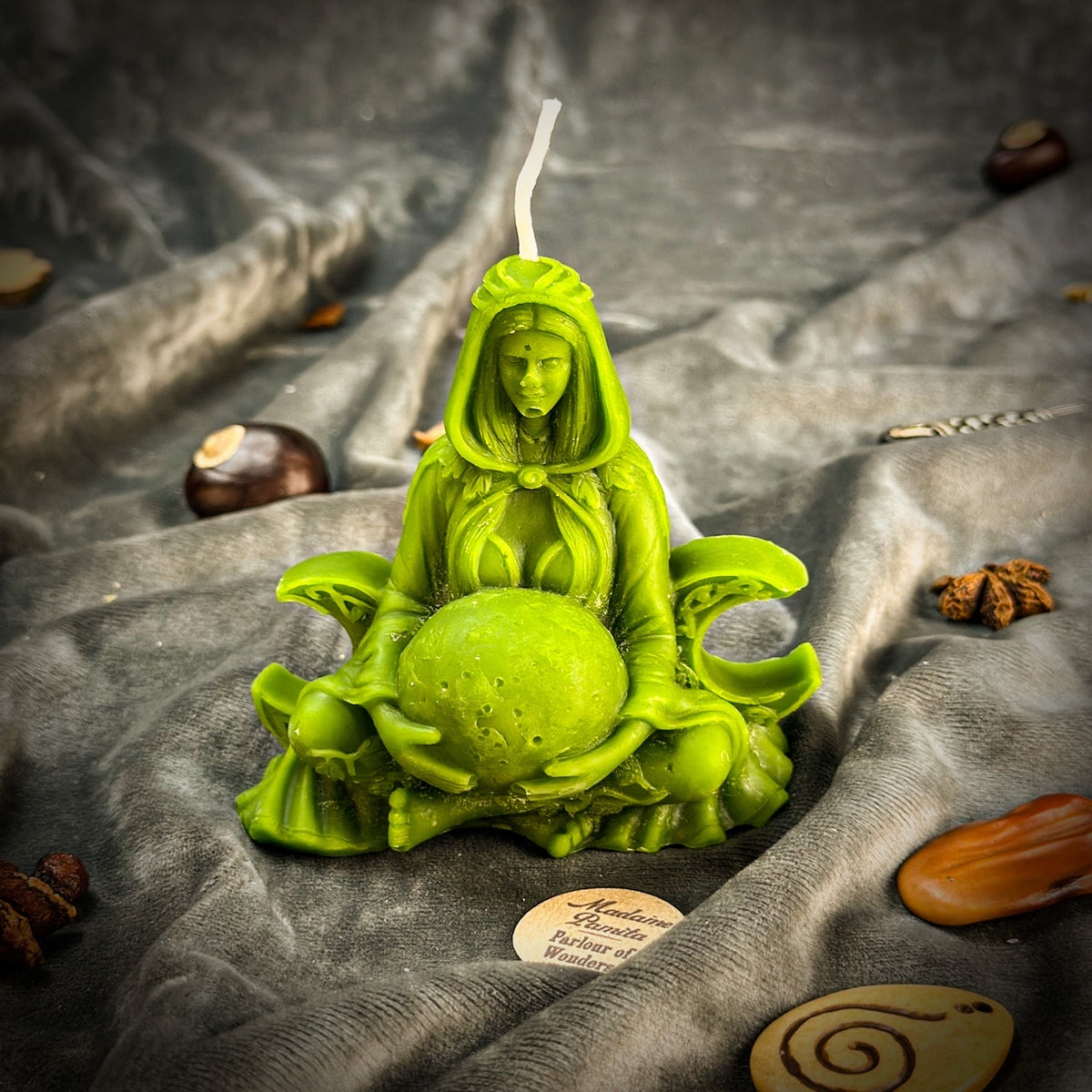 Beeswax Moon Goddess Spell Candle - Lunar Magic & Divine Feminine Energy