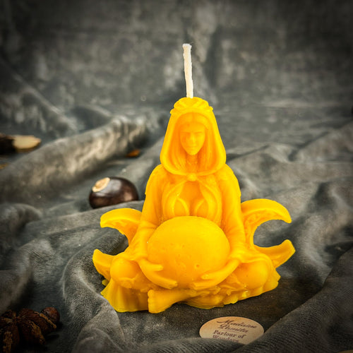 Beeswax Moon Goddess Spell Candle - Lunar Magic & Divine Feminine Energy