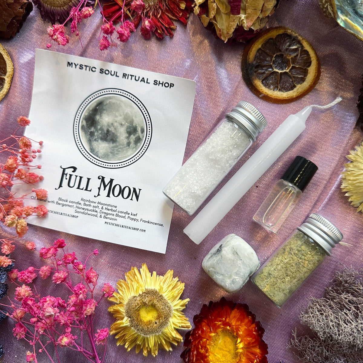 Full Moon Ritual Kit | Witchy Candle, Crystal & Herb Set for Moon Magic