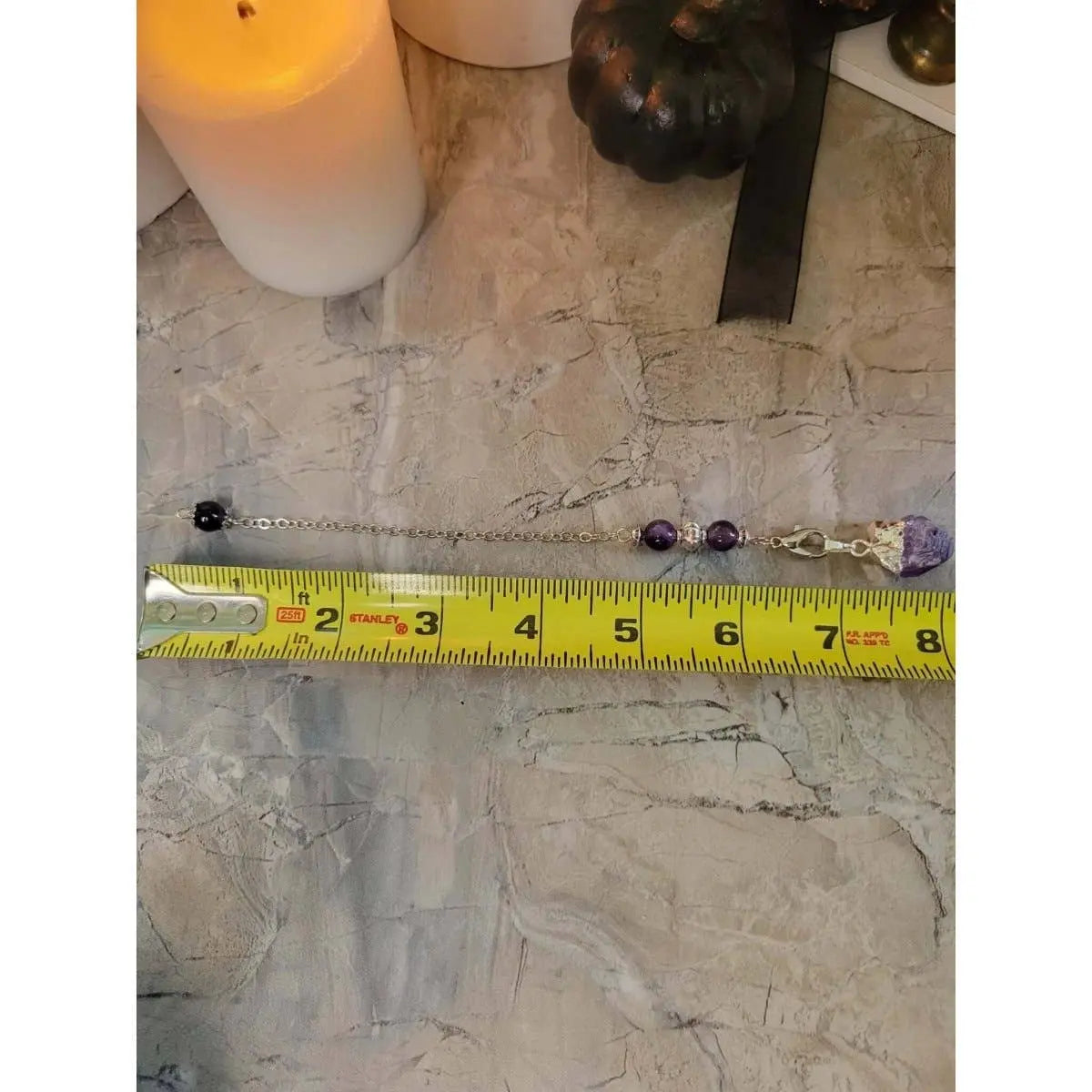Natural Raw Rose Quartz, Amethyst Quartz Dowsing Pendulum